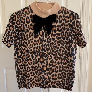 Kate Spade Leopard Velvet Bow Sweater